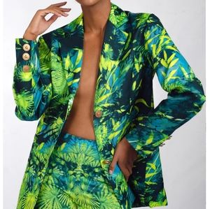 ✅ NWT  Tropical Leaves Green Jacket. L